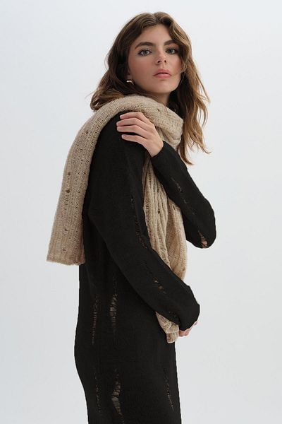 SHERIN Black Long Ripped Patterned Knitwear Dress