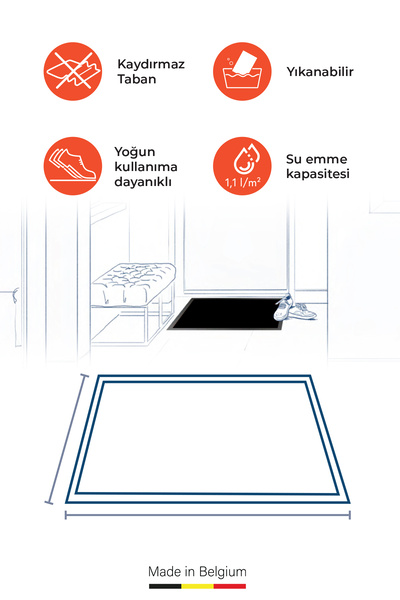Zemincim Alpha Siyah 78 Kapı Önü Nem Ve Toz Alıcı Paspas