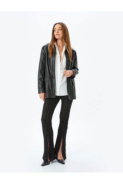 Koton Slit Slim Fit Half Lined Semi Sheer Spanish Leg Lace Pants