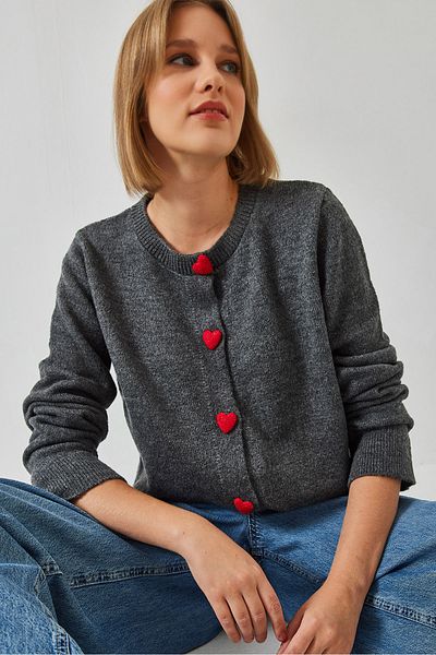 Bianco Lucci Cardigan de damă cu nasturi în formă de inimă 241075 60261033