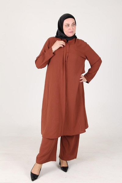 sefamerve Σετ κουμπιών Aykal Ayrobin Plus Size 2 τεμαχίων 2613-11 Tan