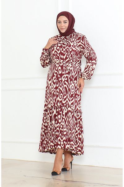 sefamerve Saga-Kleid mit Wickelkleid, Größe 46–56, 4571F-02, Weinrot