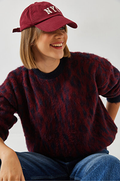 Bianco Lucci Women's Leopard Print Raised Knitwear Sweater 4597 60351279