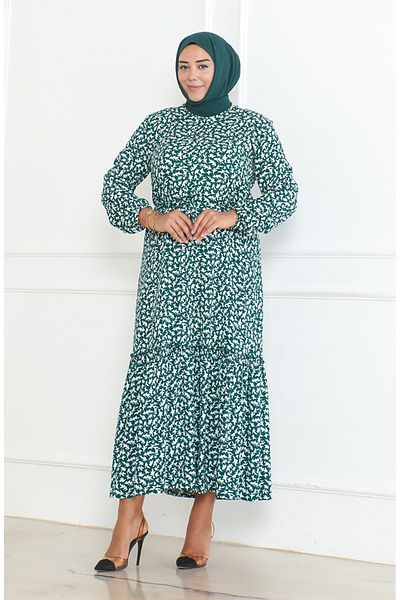 sefamerve Φόρεμα Saga Print Twist Difference Μέγεθος 46-56 4571K-02 Πράσινο
