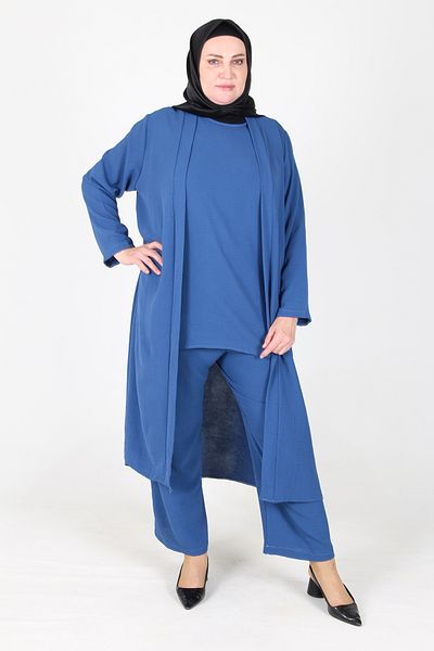sefamerve Arya Ayrobin Plus Size Indigo 3er-Set – 2615-12