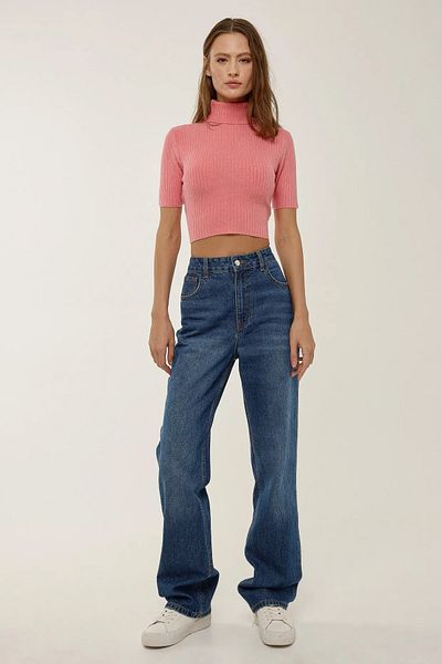 Hiccup Πλεκτό Crop Top με λεπτή εφαρμογή με ψηλό γιακά