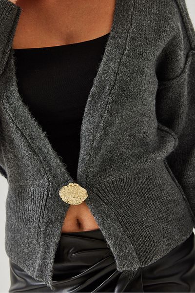 Bianco Lucci Women's Reverse Stitched Single Button Knitwear Cardigan 241065 60261038
