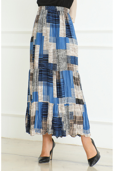 sefamerve Velká indigová sukně s prostornou vrstvou - 3165D-05