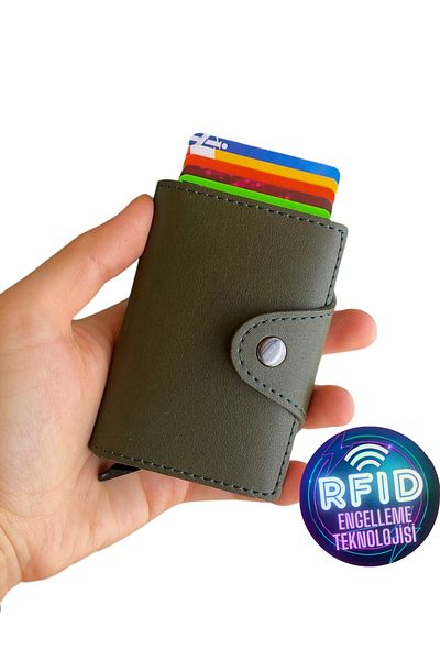 Modica Unisex Green Technology Leather Wallet - Smart Cut with Card Holder and Mechanism - Konk