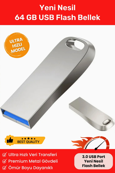 Noriyen Yeni Nesil Premium Ultra Hızlı 64GB Usb Flash Bellek Sürücü Metal Tas...