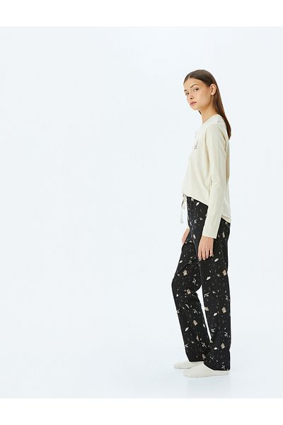 Koton Bedrucktes Langarm-Pyjama-Set aus Baumwolle