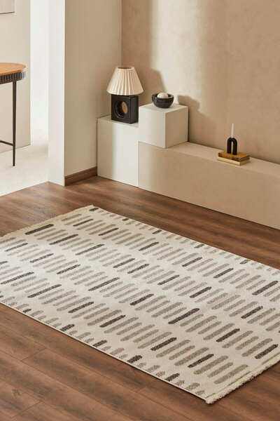 Kaşmir Halı 7/24 Iskandinav Elegance Venedik Gri Salon Mutfak Halısı Yolluk