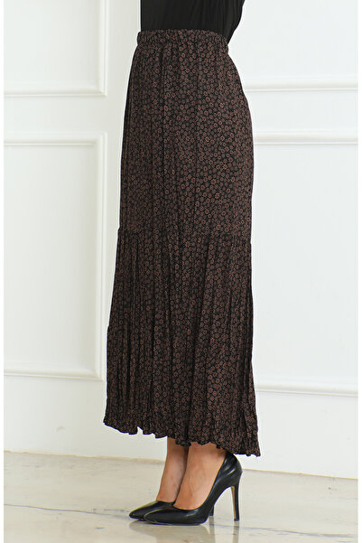 sefamerve Φούστα φρέσκιας στρώσης Gypsy Plus Size 3165B-01 Καφέ