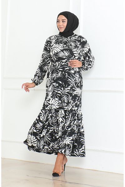 sefamerve Φόρεμα Saga Print Twist Difference Μέγεθος 46-56 4571G-01 Μαύρο