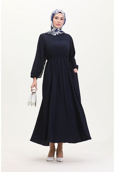 sefamerve Marineblaues Taschenkleid – 1099-03