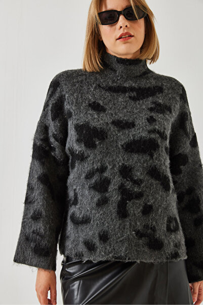 Bianco Lucci Pulover de damă cu jumătate de gât tricotat cu model 241188 60261035