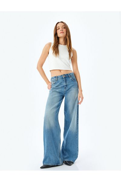 Koton Ärmellose Crop-Bluse aus Scuba-Stoff mit Neckholder und Steindetails