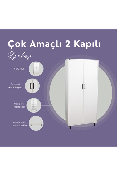 YK Pratik Ev Mobilyaları Çok Amaçlı 2 Kapılı Dolap