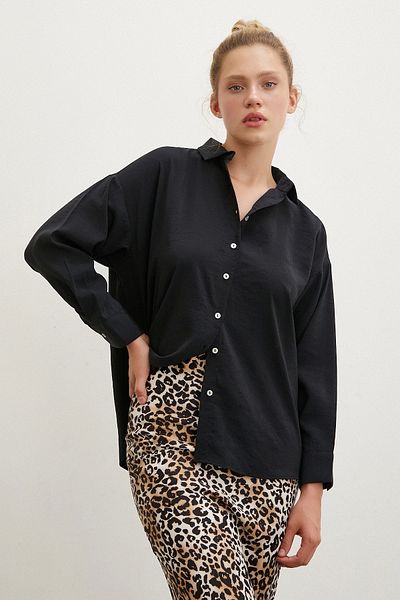 Never more Black Modal Basic Shirt