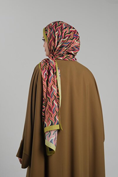 Giverny Oil Green Patterned Shawl Cut Out Fiber Digital Printed Cotton Striped 202115 _36