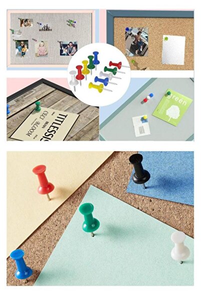 Artlantis Harita Çivisi Renkli 50 li 1 Paket Renkli Mantar Pano Raptiyesi Pano İğnesi Ofis Okul Büro Renkli Ha