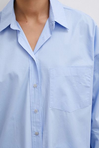Never more Μπλε Oversize Πουκάμισο με μία τσέπη