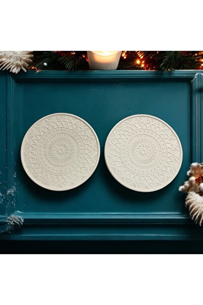 candleistanbul 2 li beyaz Hitit desenli beton bardak altlığı istek üzerine ve...