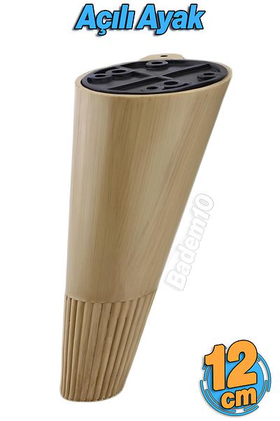 Badem10 Unghiular conic 12 cm culoare nuc deschis picior mobilier ridicare picior de bază scaun sub canapea picioare puf