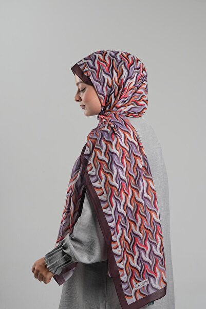 Giverny Cotton Striped Coffee Patterned Shawl - Digital Printed, Cut Fiber 202115 _14
