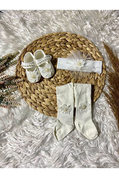 Petite Ponpon Baby Kız Bebek 0-6 Ay Arası 10cm Hediyelik Patik Set Lüx Cırtcıtlı