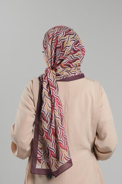 Giverny Cotton Striped Plum Patterned Shawl - Cut Out Fiber, Digital Printed 202115 _07
