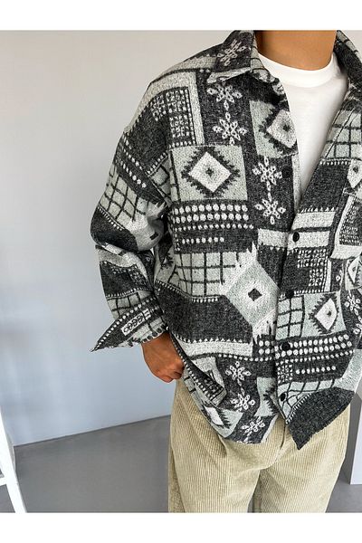 ablukaonline Πράσινο ανδρικό πουκάμισο oversize με απαλή υφή