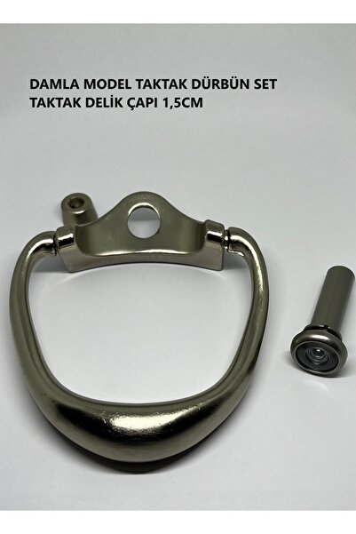 HOMDEP Dürbünlü Çelik Kapı Taktak Tokmağı Damla Model Delik Çapı 1,5cm Renk: Saten