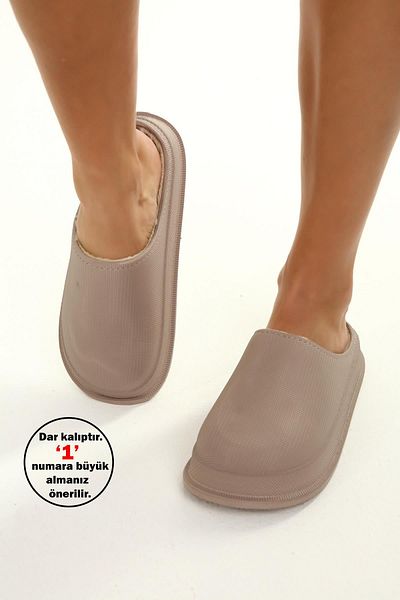 Beyond Unisex Gray Wander Mat Faylon House Slippers with Fur Inside Sole 4cm Byndfay01