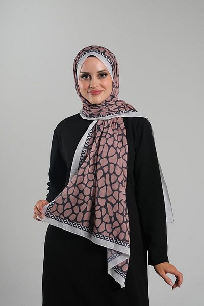 Giverny Βαμβακερό σάλι με ψηφιακή εκτύπωση Leopard Print - Cut Fiber, Powder 202116 _06