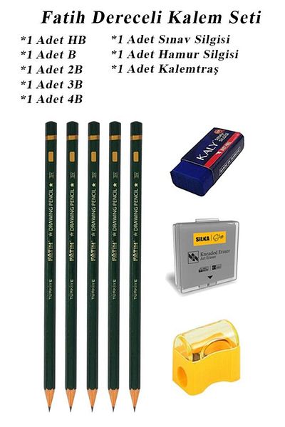 Artlantis Art Marker Fatih Graduated Pen Set Charcoal Set HB B 2B 3B 4B Set of 8 Exam Eraser and Dough