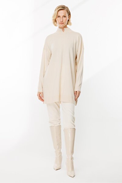 accort Kesik Yaka Triko Tunik-TAŞ