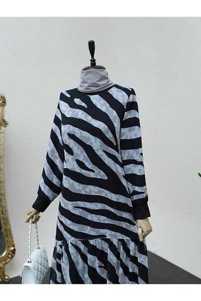 Modamorfo Φόρεμα σιφόν με μοτίβο Zebra - μαύρο