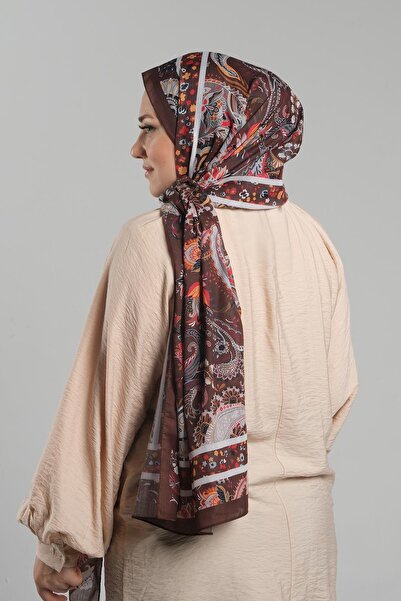 Giverny Ethnic Coffee Patterned Cotton Shawl - Digital Printed, Cut Fiber 202114 _14