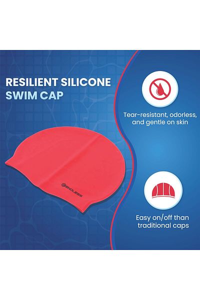 Endless Classic Silicon Swimming Cap | Waterproof | Elastic For Long/short Hair | Red | Unisex