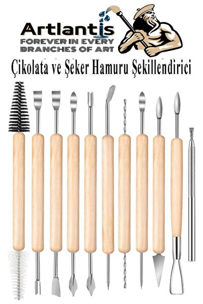 Artlantis Çikolata ve Şeker Hamuru Fonda Şekillendirici Ahşap Saplı 11 Parça ...