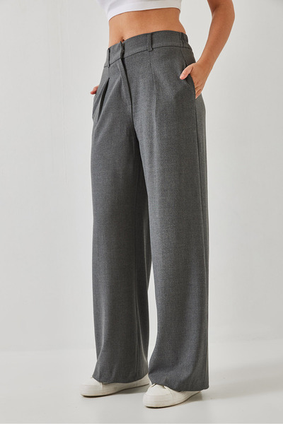 Bianco Lucci Women's Elastic Waist Wide Leg Trousers 3314 60261045