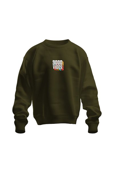 Zec Style Φούτερ με 3 κλωστές με μαλλί Good Vibes Written Fleece Oversize