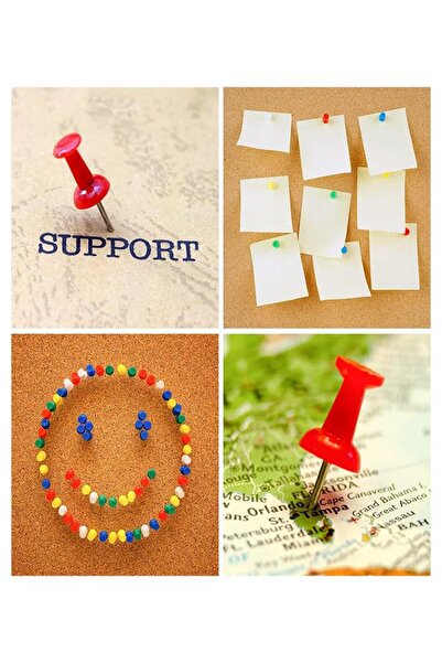 Artlantis Harita Çivisi Renkli 50 li 1 Paket Renkli Mantar Pano Raptiyesi Pano İğnesi Ofis Okul Büro Renkli Ha