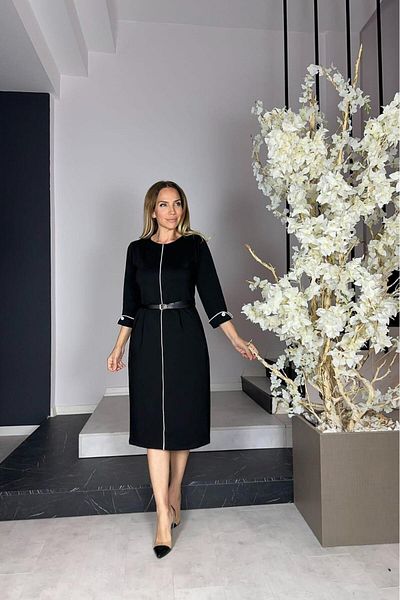 gesmoda G1168 Black Basic Dress - Piping Detail
