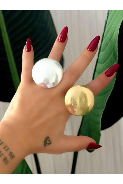 MyladyAccessoriess Bombeli Daire Bronz Kaplama Yüzük Gümüş