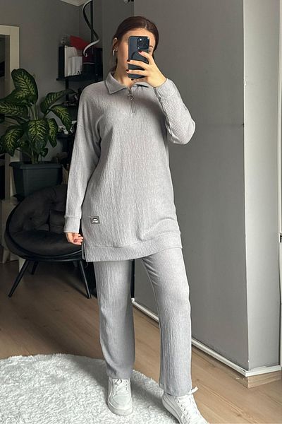 Qenz Gray Zippered Wrap Set
