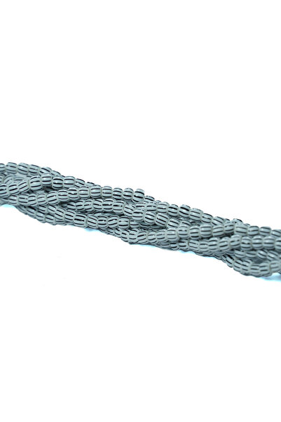 Kanguroom Secvență de mărgele de sticlă cehă cu dungi gri de 4 mm