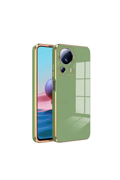 Zebana Xiaomi Mi 13 Lite Uyumlu Kılıf Golden Silikon Kılıf Açık Yeşil