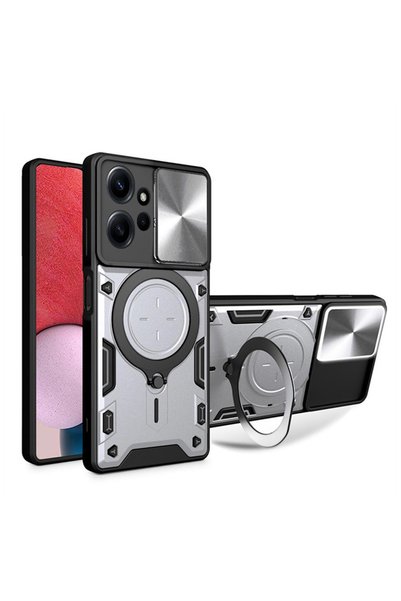 Pro Aksesuar Xiaomi Redmi Note 12 4G Uyumlu Kılıf Manyetik Standlı Zırhlı Sil...